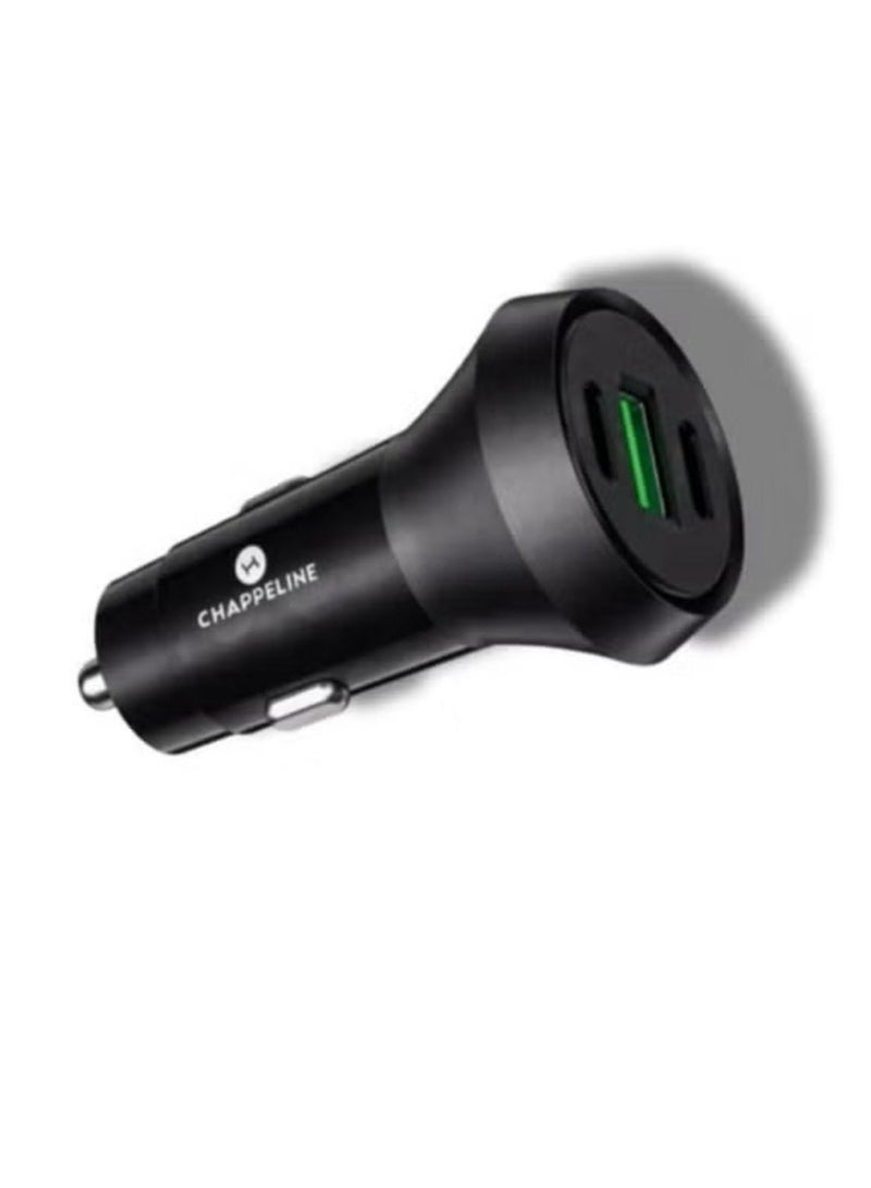 تشابي لاين  CHAPPELINE شاحن سيارة 2PD + QC3.0، محول سيارة سريع 84 واط، موديل CH5، منافذ شحن ثنائية، أسود - Image 1